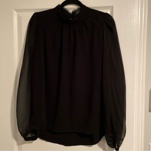 ADELYN RAE | Sheer Balloon Sleeve Blouse